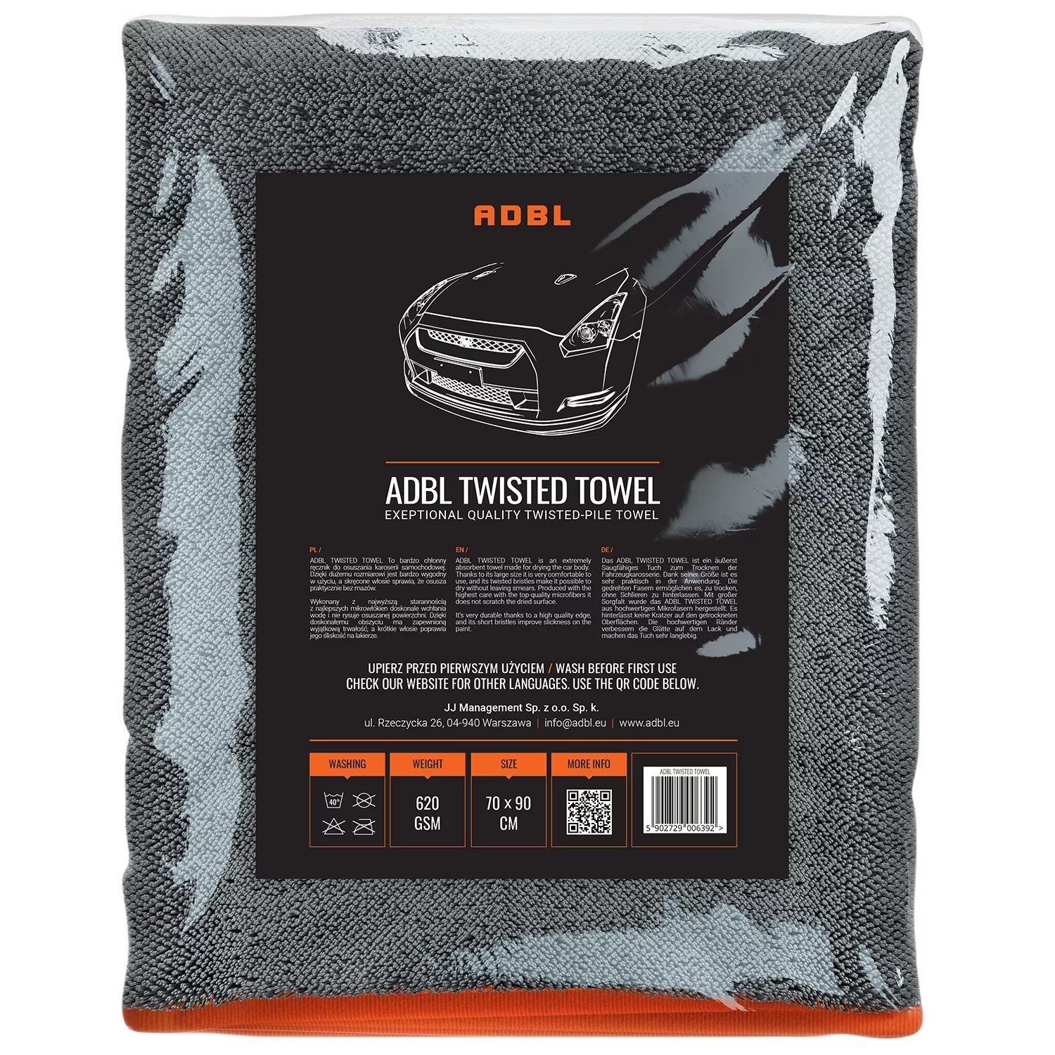 Image of ADBL Twisted Towel – bardzo chłonny ręcznik do osuszania, 620gsm, 70x90cm