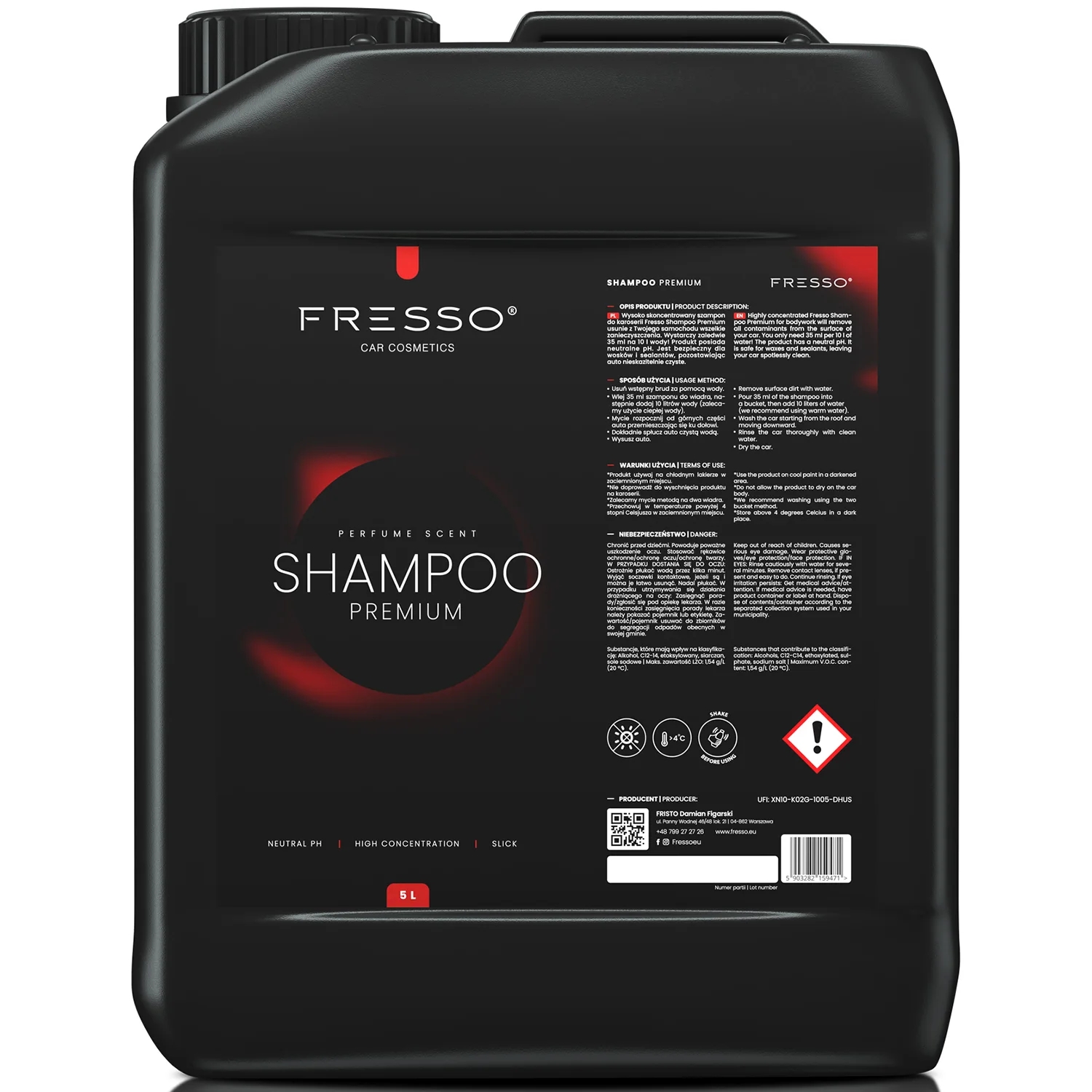 Image of Fresso Premium Shampoo – szampon samochodowy, silnie skoncentrowany 5L