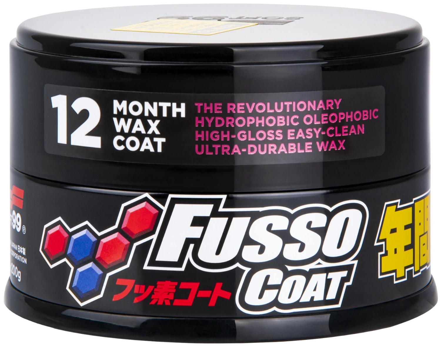 Image of Soft99 New Fusso Coat 12 Months DARK Wax – syntetyczny wosk o trwałości do 12 miesięcy 200g