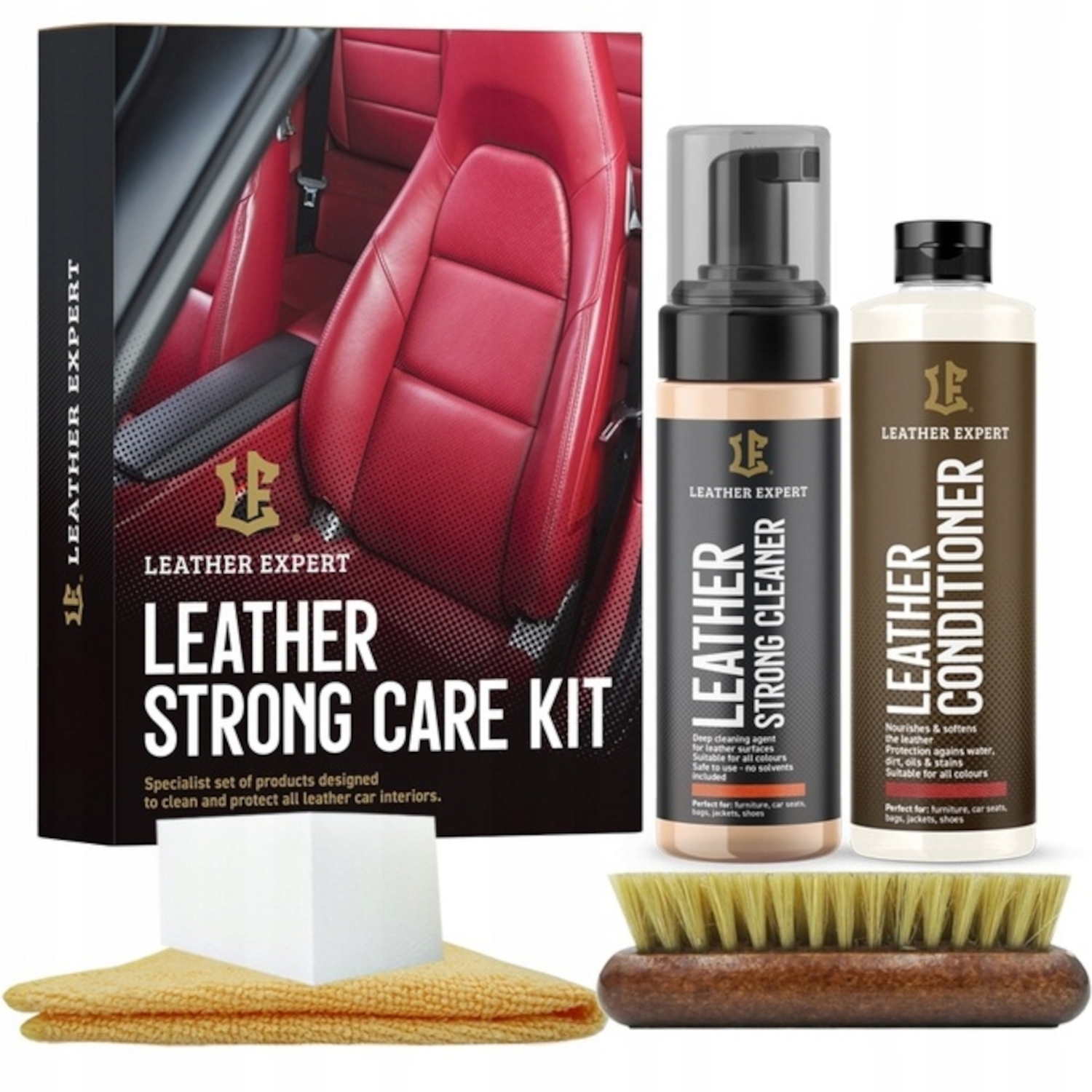 Image of Leather Expert Strong Care Kit – zestaw do czyszczenia i konserwacji skóry