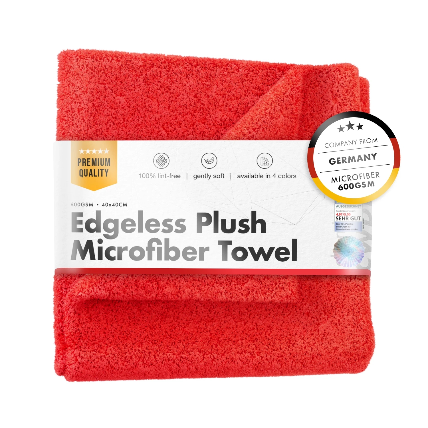 Image of chemicalworkz Edgeless Plush Towel Red - puszysta mikrofibra bez obszycia, czerwona 600gsm 40x40cm