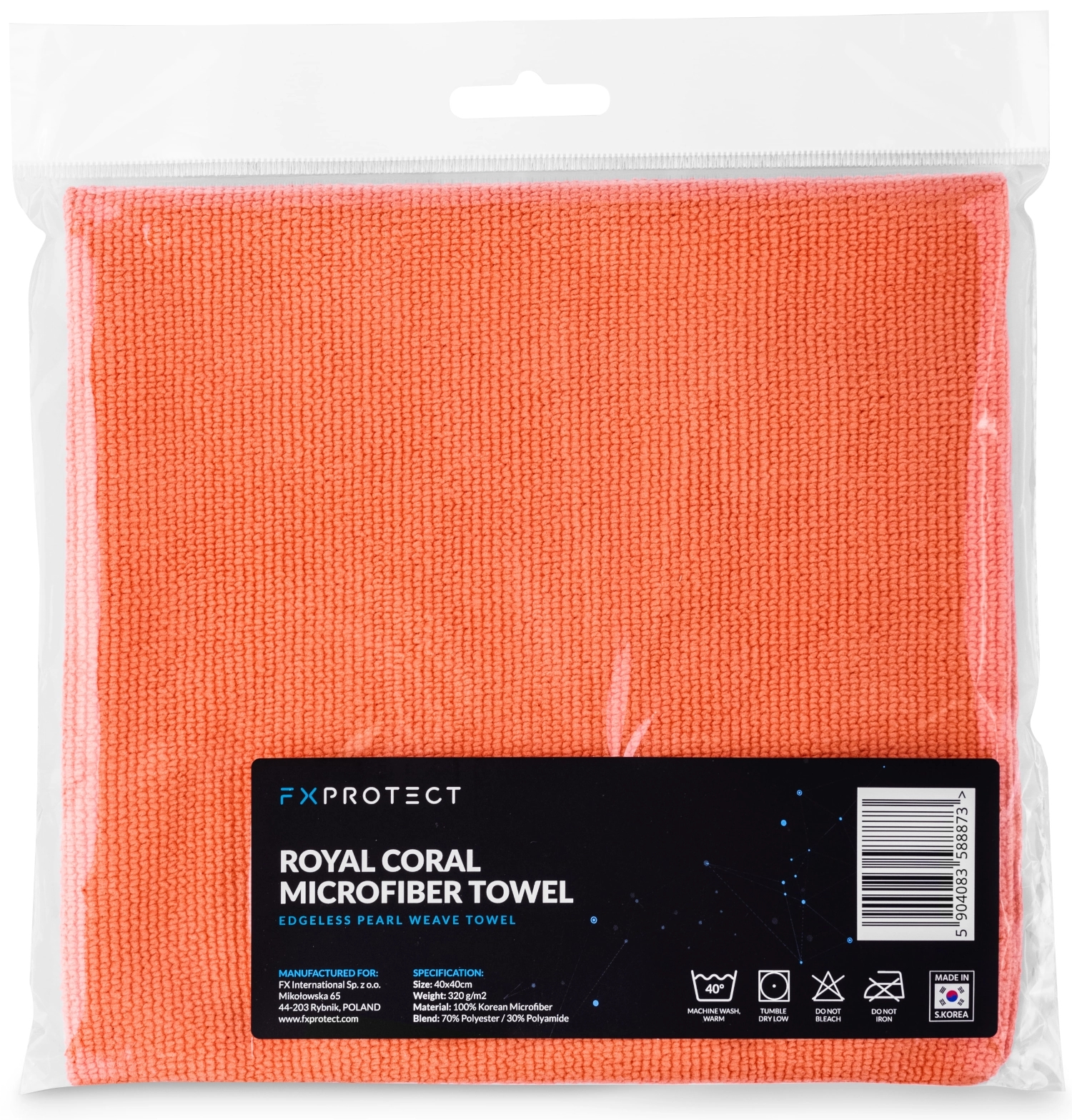 Image of FX Protect Royal Colar Microfiber Towel – delikatna mikrofibra bez obszycia, 40x40cm, 320gsm