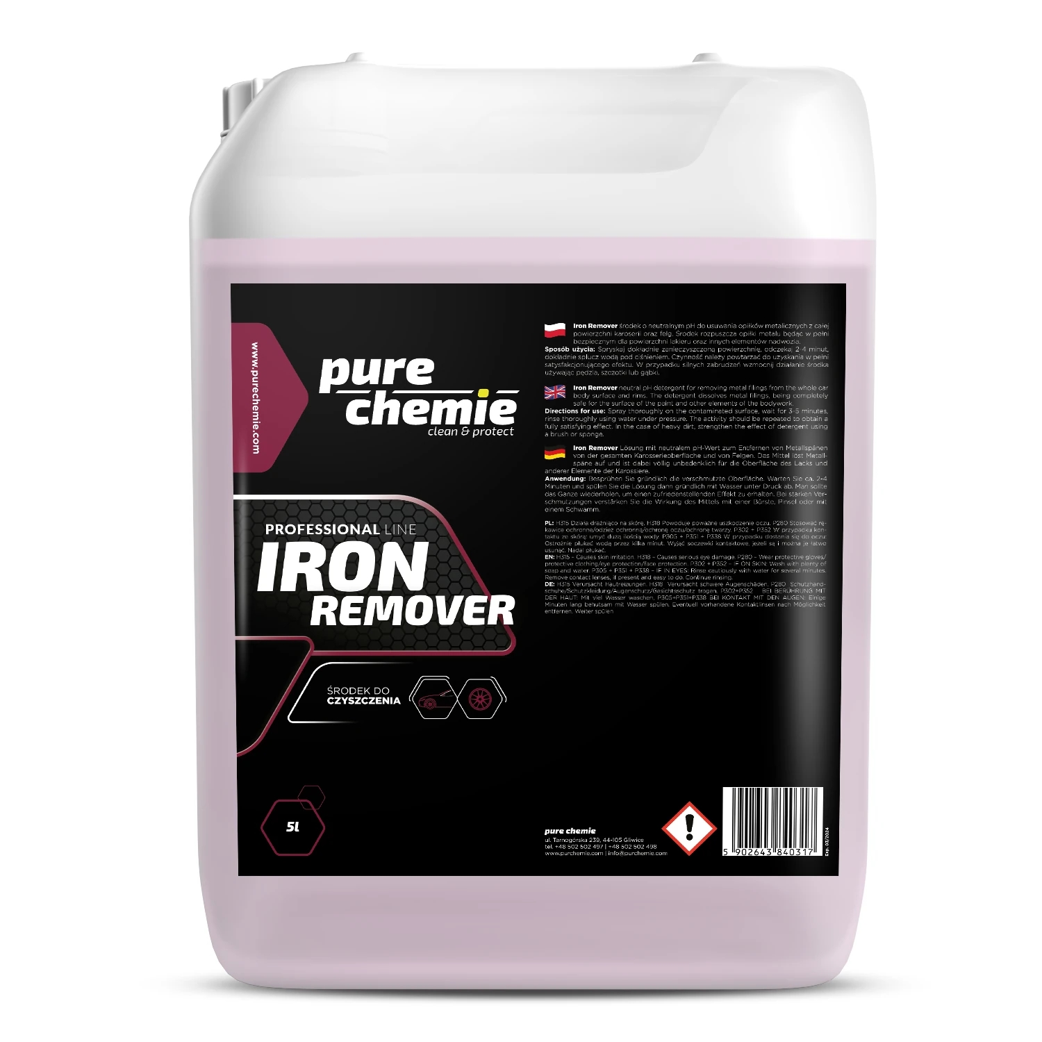 Image of Pure Chemie Iron Remover – usuwanie zanieczyszczeń metalicznych z karoserii i felg, deironizer 5L