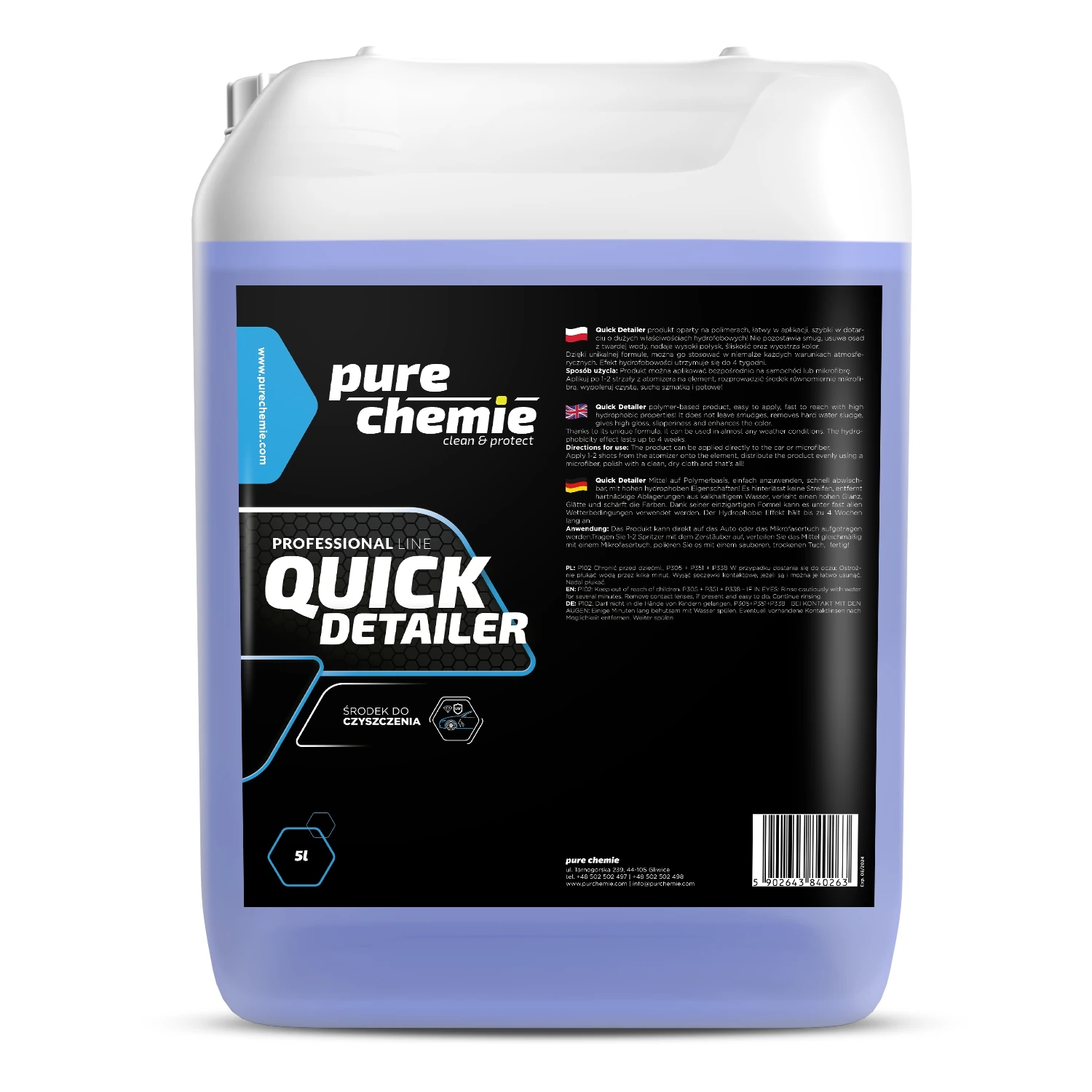Image of Pure Chemie Quick Detailer – łatwy i szybki w aplikacji quick detailer, wysoka hydrofobowość 5L