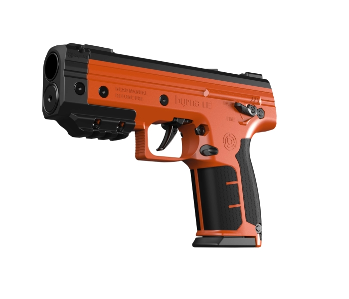 Image of Pistolet na kule gumowe i pieprzowe BYRNA LE ORANGE k.68 CO2-12g zestaw (LK68300-2)