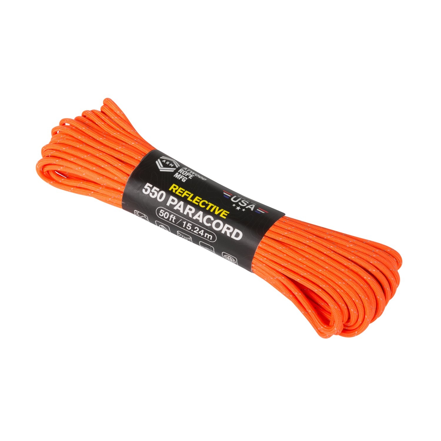 Image of Linka Paracord 550 ATWOOD (3,4mm/15 m) Nylon REFLECTIVE NEON ORANGE (CD-PR5-NL-0P)