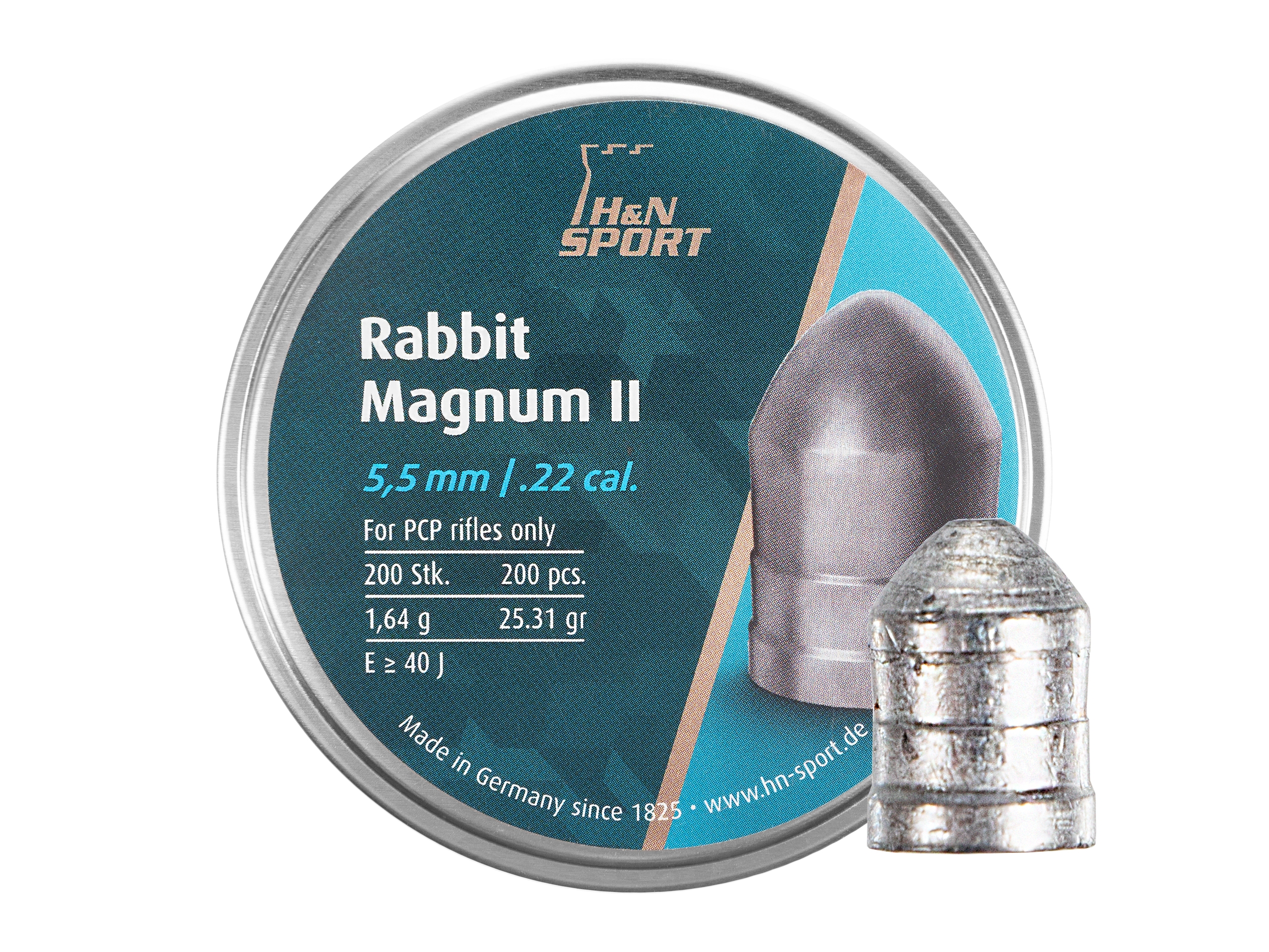 Image of Śrut 5,5 mm diabolo H&N Rabbit Magnum II 200 półokrągły (92255500003)