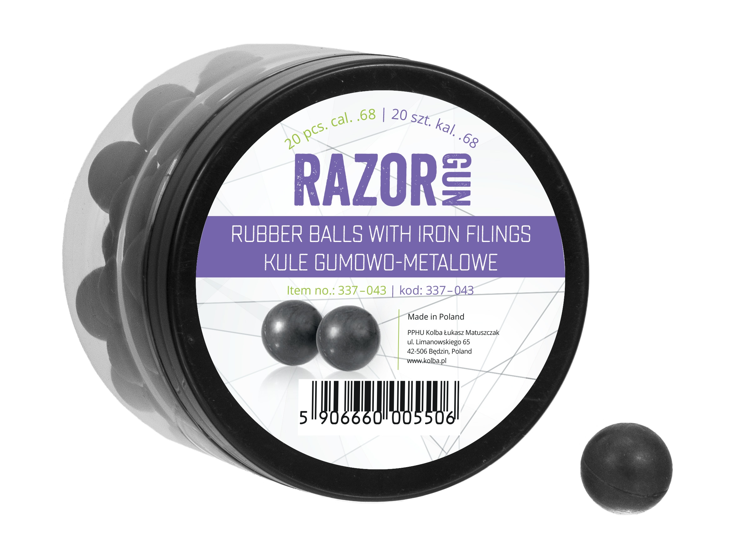 Image of Kule gumowo-metalowe RazorGun 68 kal. .68 / 20 szt. do Umarex T4E HDS i SG-68 (337-043)