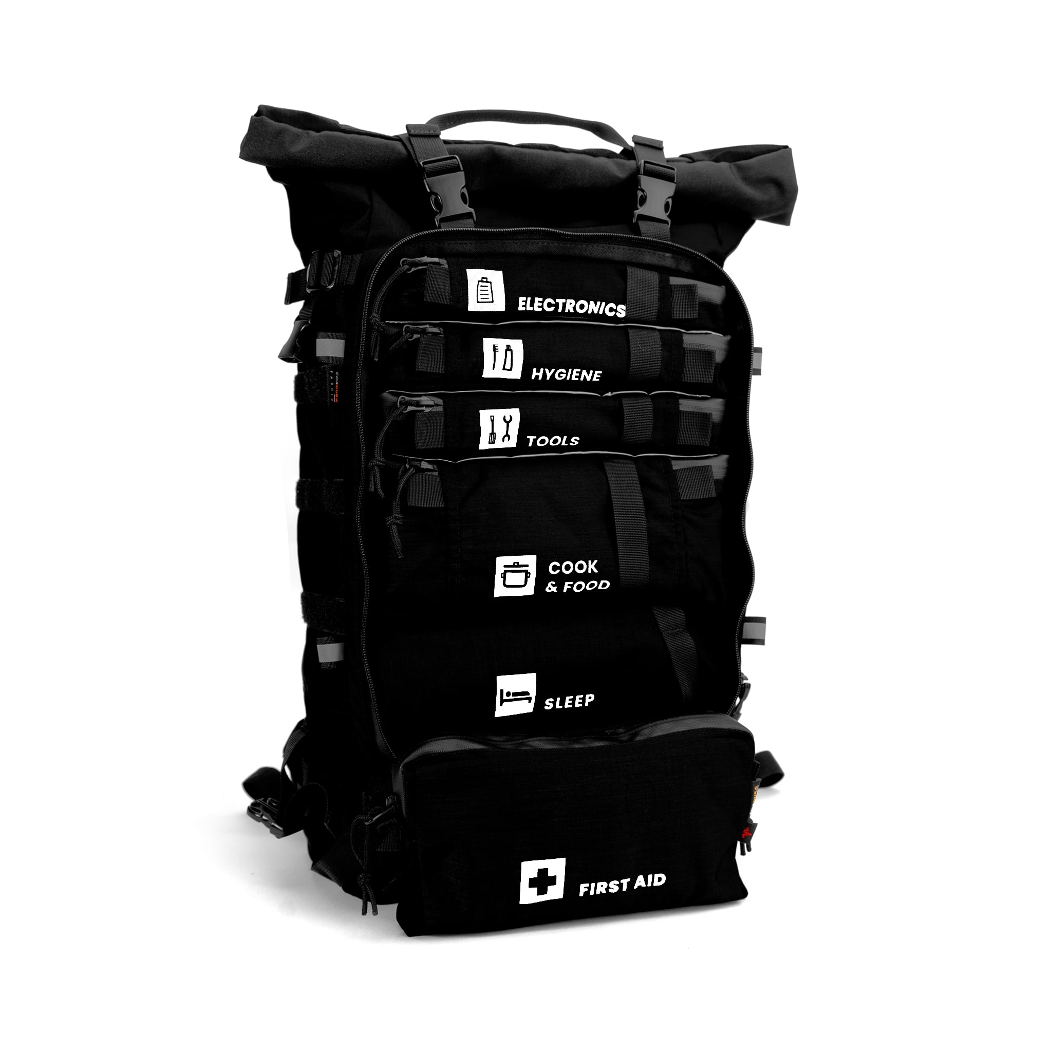 Image of Plecakowy zestaw przetrwania HELP BAG Combo czarny ewakuacyjny survivalowy taktyczny wojskowy