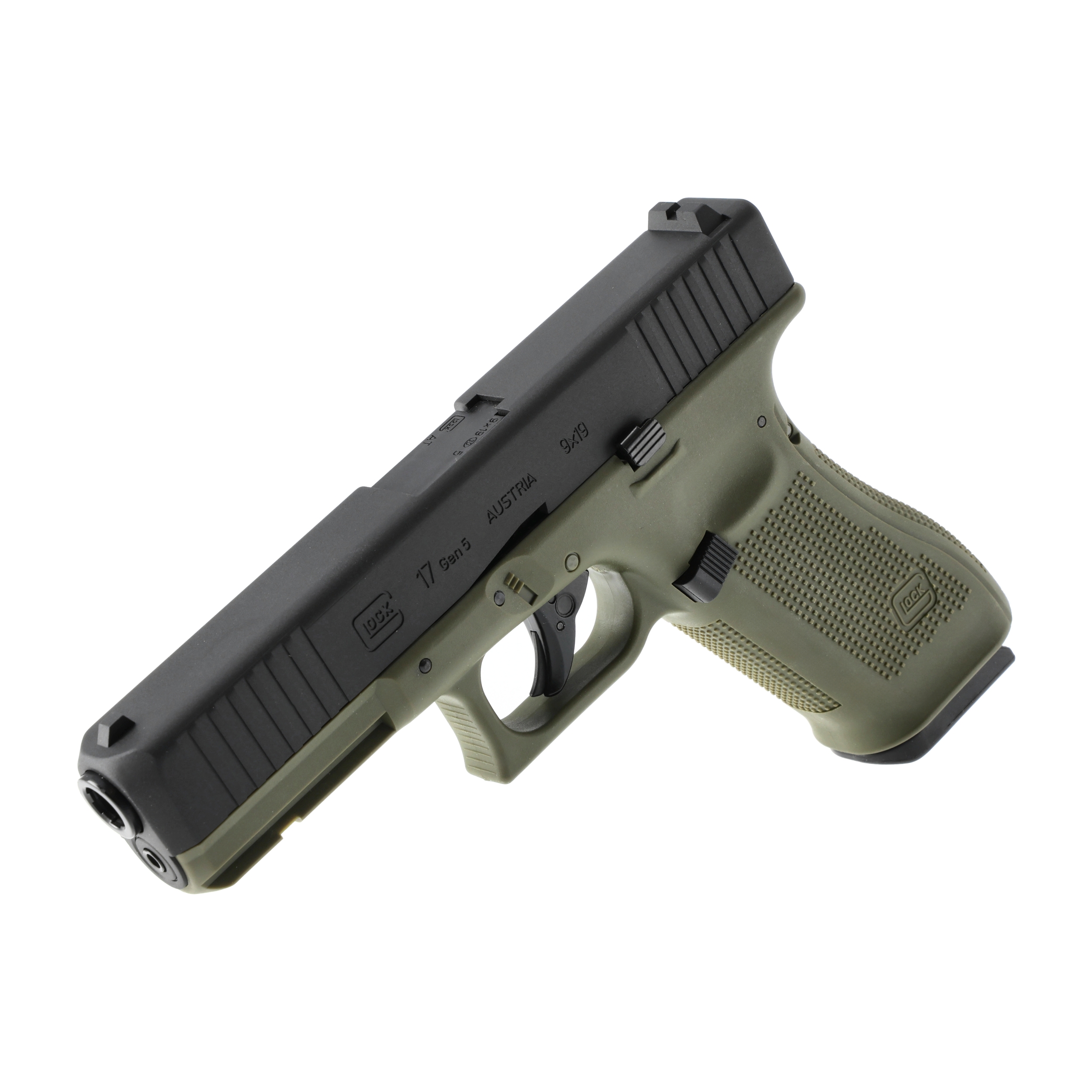 Image of Pistolet wiatrówka Glock 17 gen 5. 4,5 mm BB BlowBack 18-strzał. czarno zielony (5.8471)
