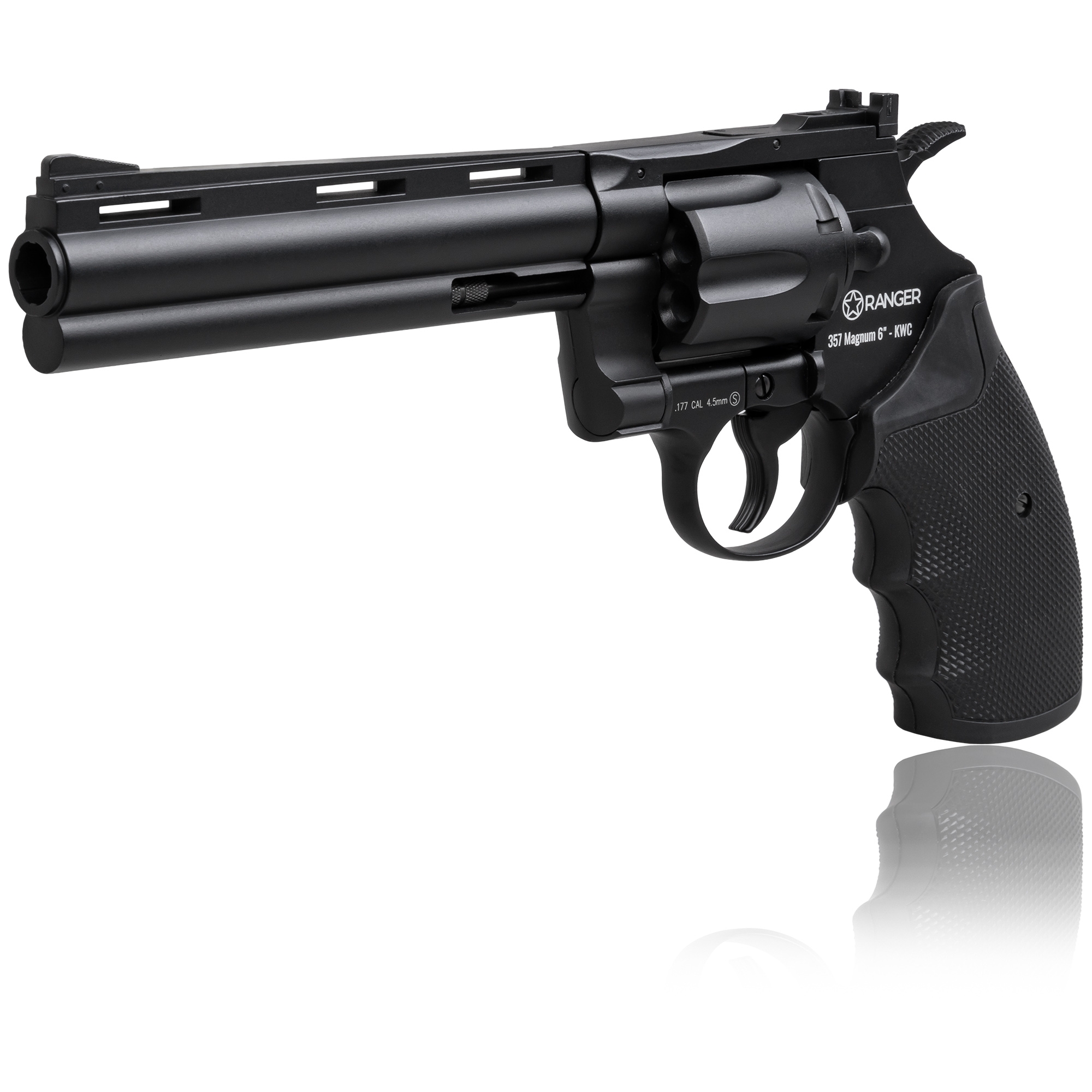 Image of Rewolwer wiatrówka RANGER Python 357 Magnum 6" Black KWC kal. 4,5 BBs 6-strz. FULL METAL CO2 (AAKCMD681AZB)