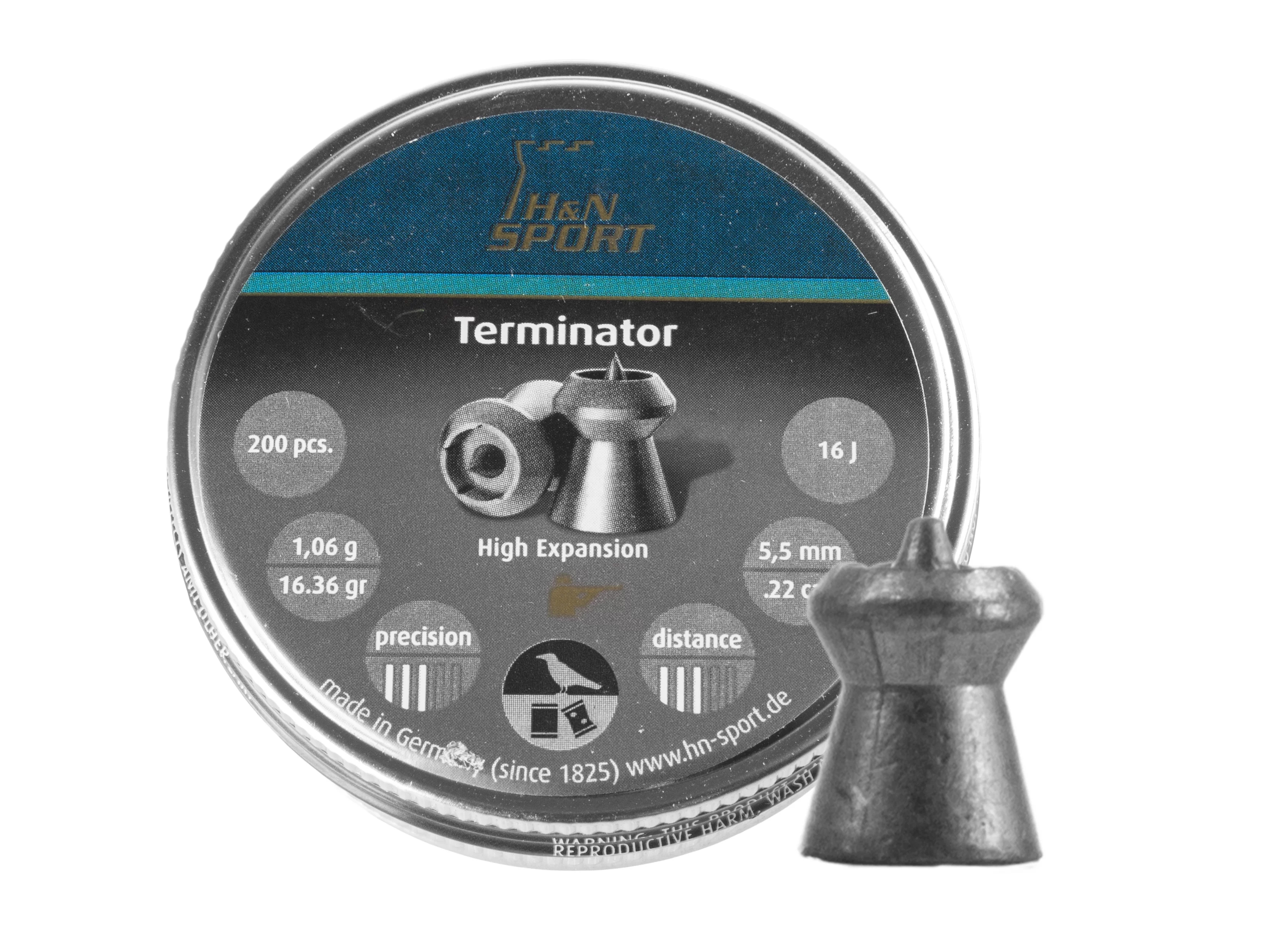 Image of Śrut 5,5 mm diabolo H&N Terminator 200 szt. szpiczasty (92215500003)