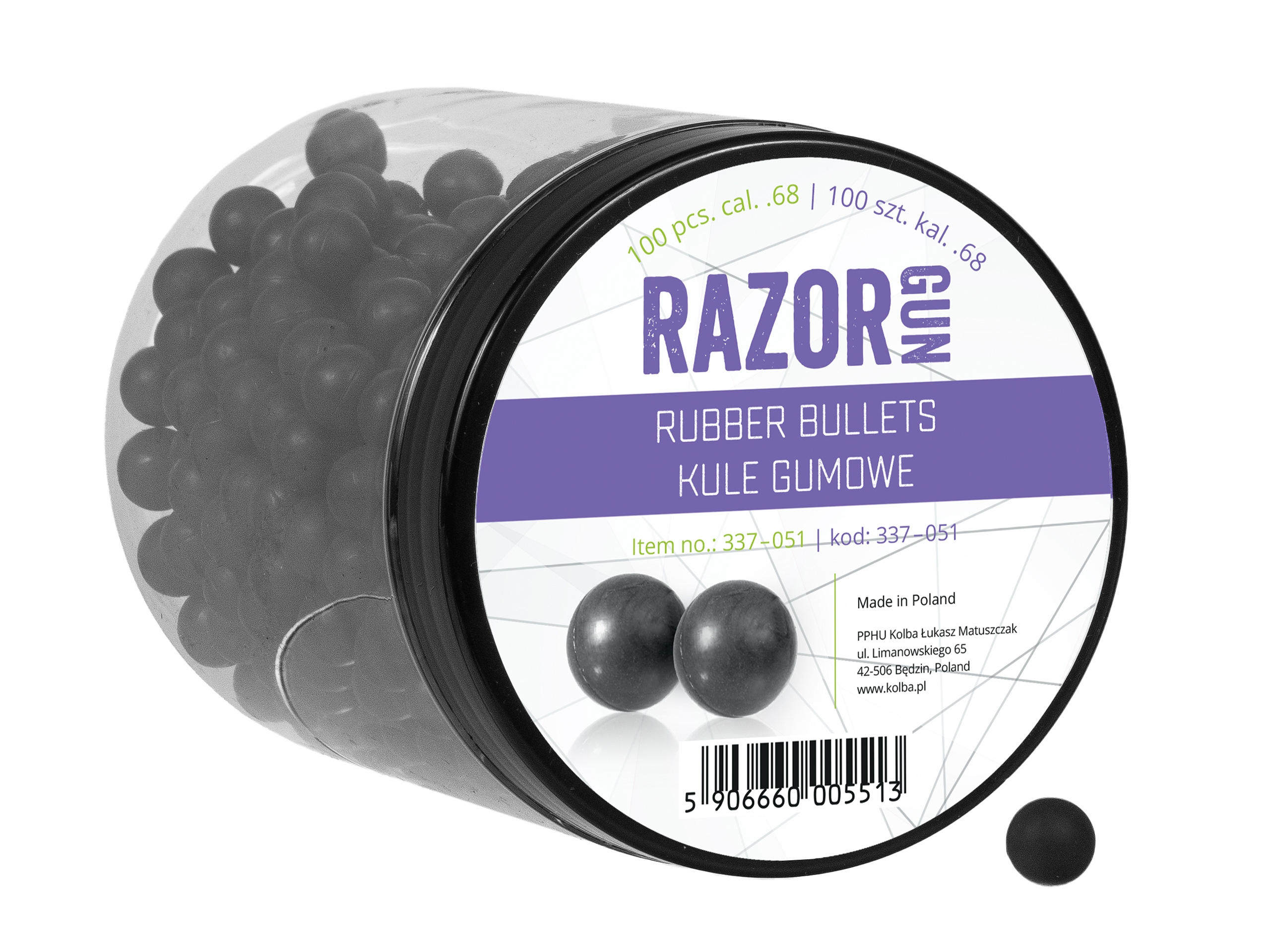 Image of Kule gumowe RazorGun 68 kal. .68 / 100 szt. do Umarex T4E HDS i SG-68 (337-051)