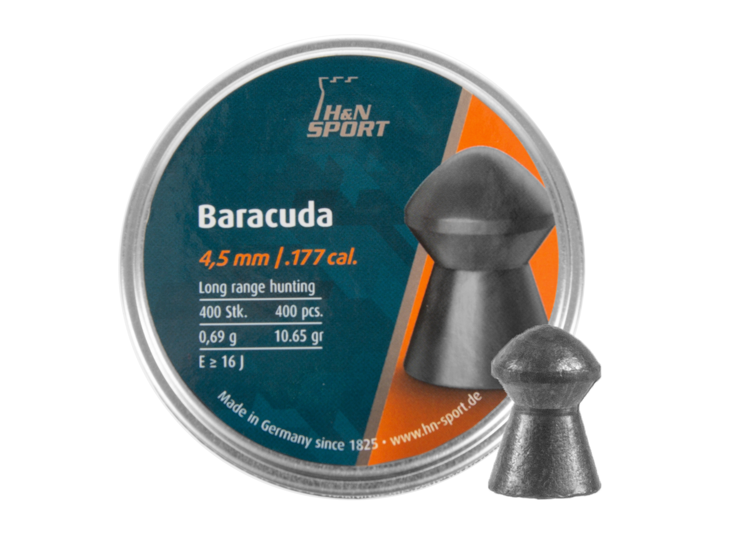 Image of Śrut 4,5 mm Diabolo H&N Baracuda 400 szt. półokrągły