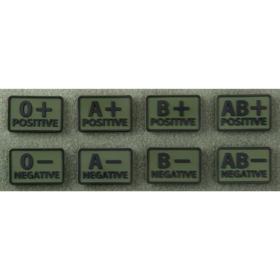 Image of Emblemat Helikon GRUPA KRWI (komplet - 2szt.) - PVC - Olive Green - 0/Rh+ (OD-BLP-RB-02-M04)