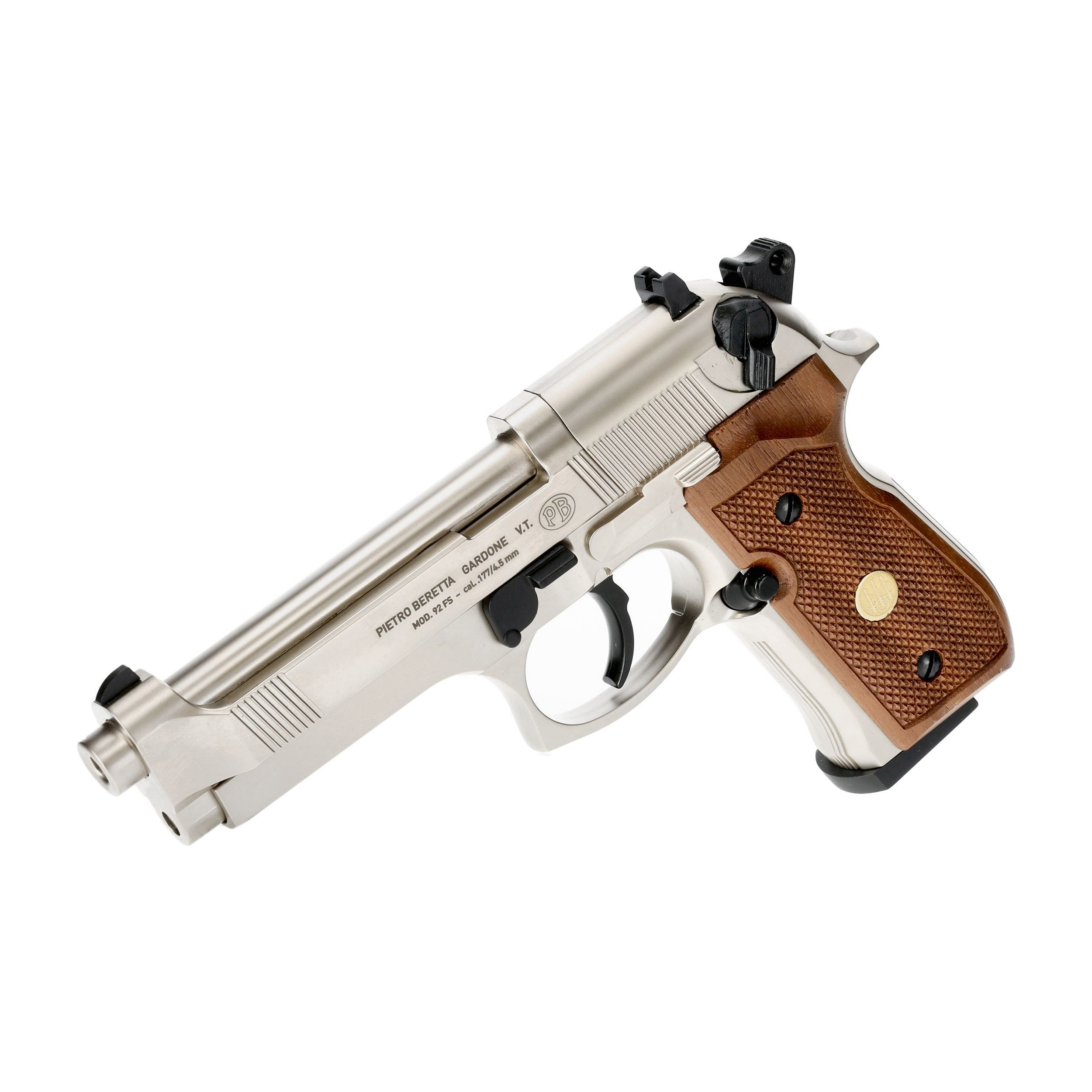 Image of Pistolet wiatrówka Beretta M92 FS nickel/wood 4,5 mm Diabolo CO2 (419.00.03)