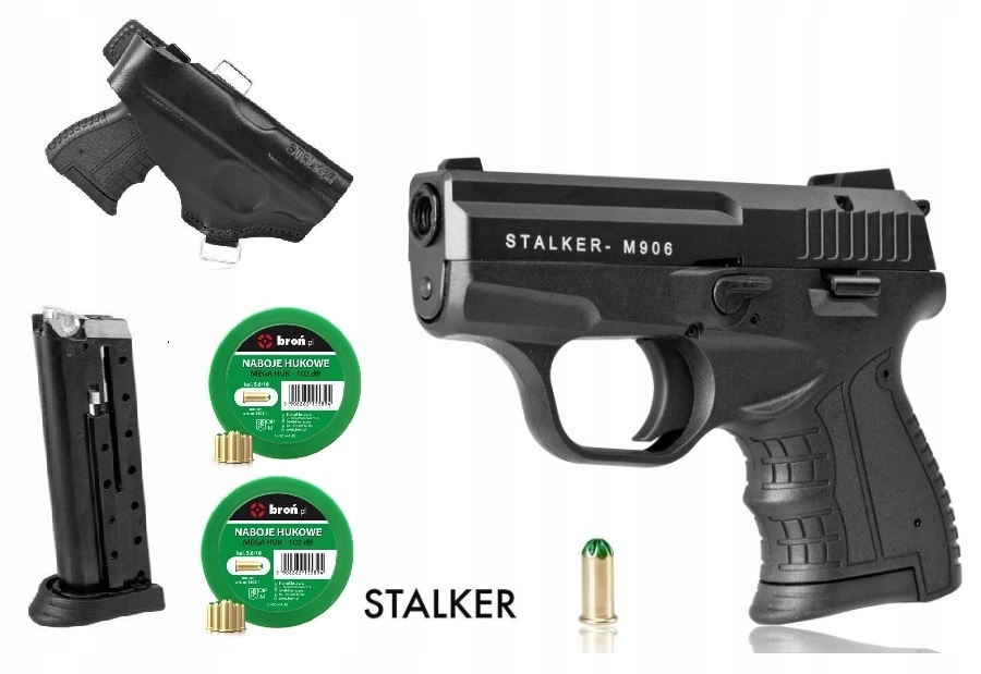 Image of zestaw pistolet stalker m906 czarny kabura naboje magazynek