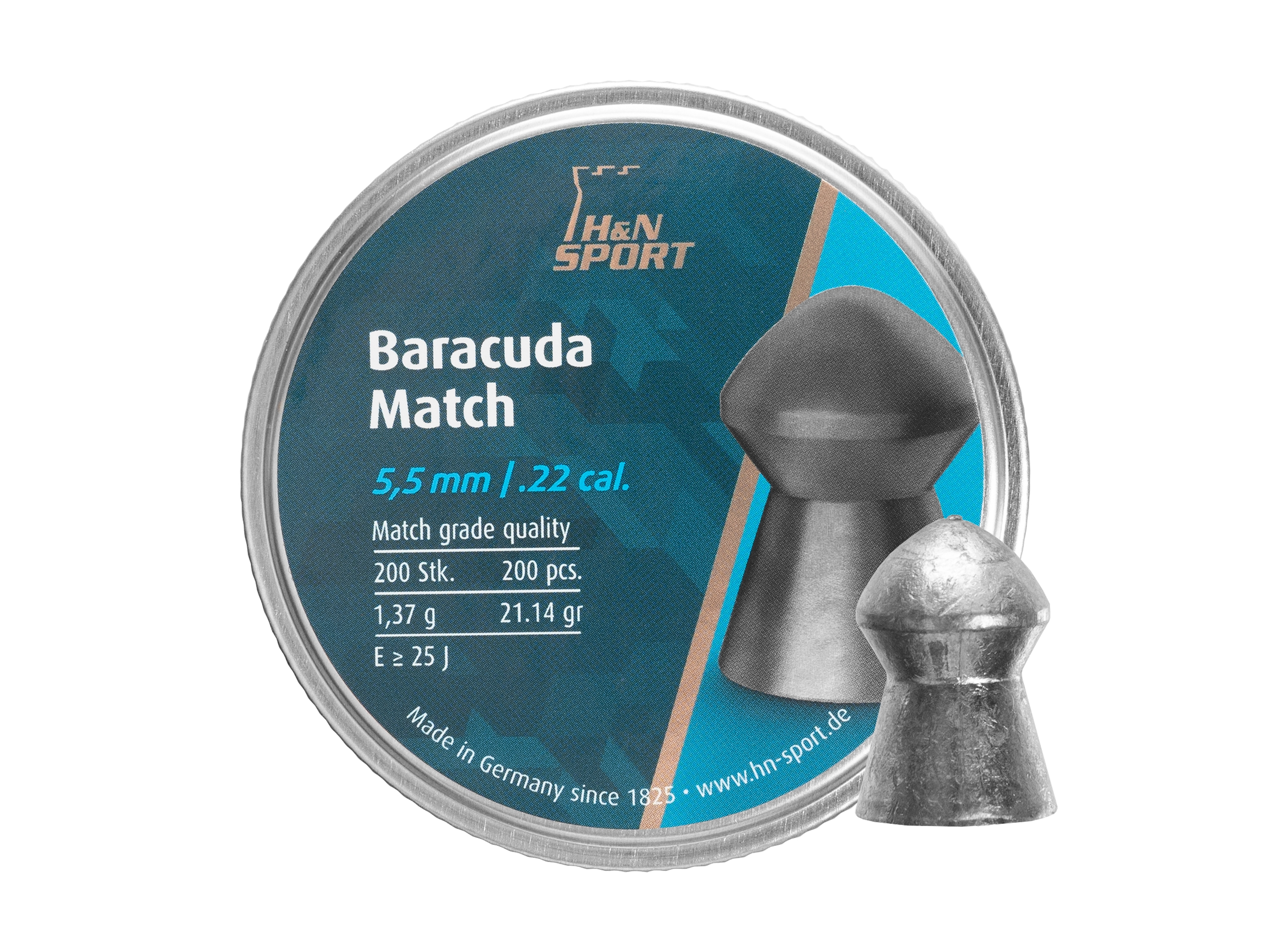 Image of Śrut 5,52 mm diabolo H&N Baracuda Match 200 szt. półokrągły (92285520003)