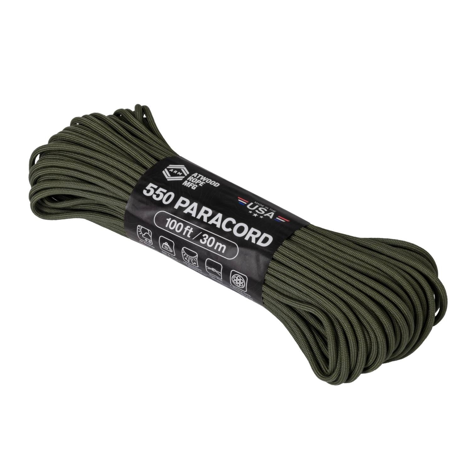 Image of Linka Paracord 550 ATWOOD (4mm/30m) Nylon OLIVE DRAB (CD-PC1-NL-32)