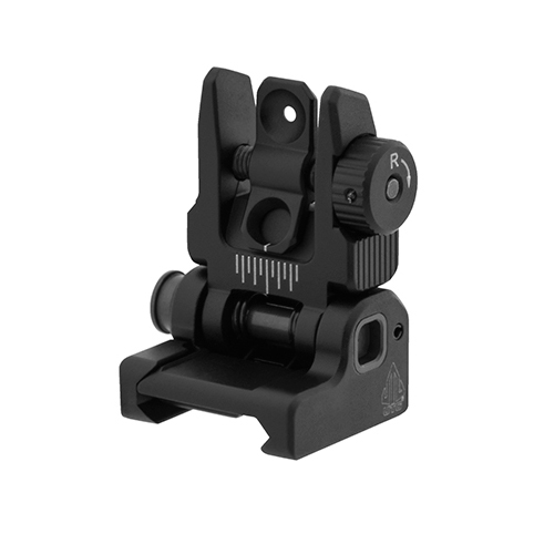 Image of Przeziernik szczerbinka składana Leapers UTG Accu-Sync Spring-loaded AR15 tylna, czarna (MNT-957)
