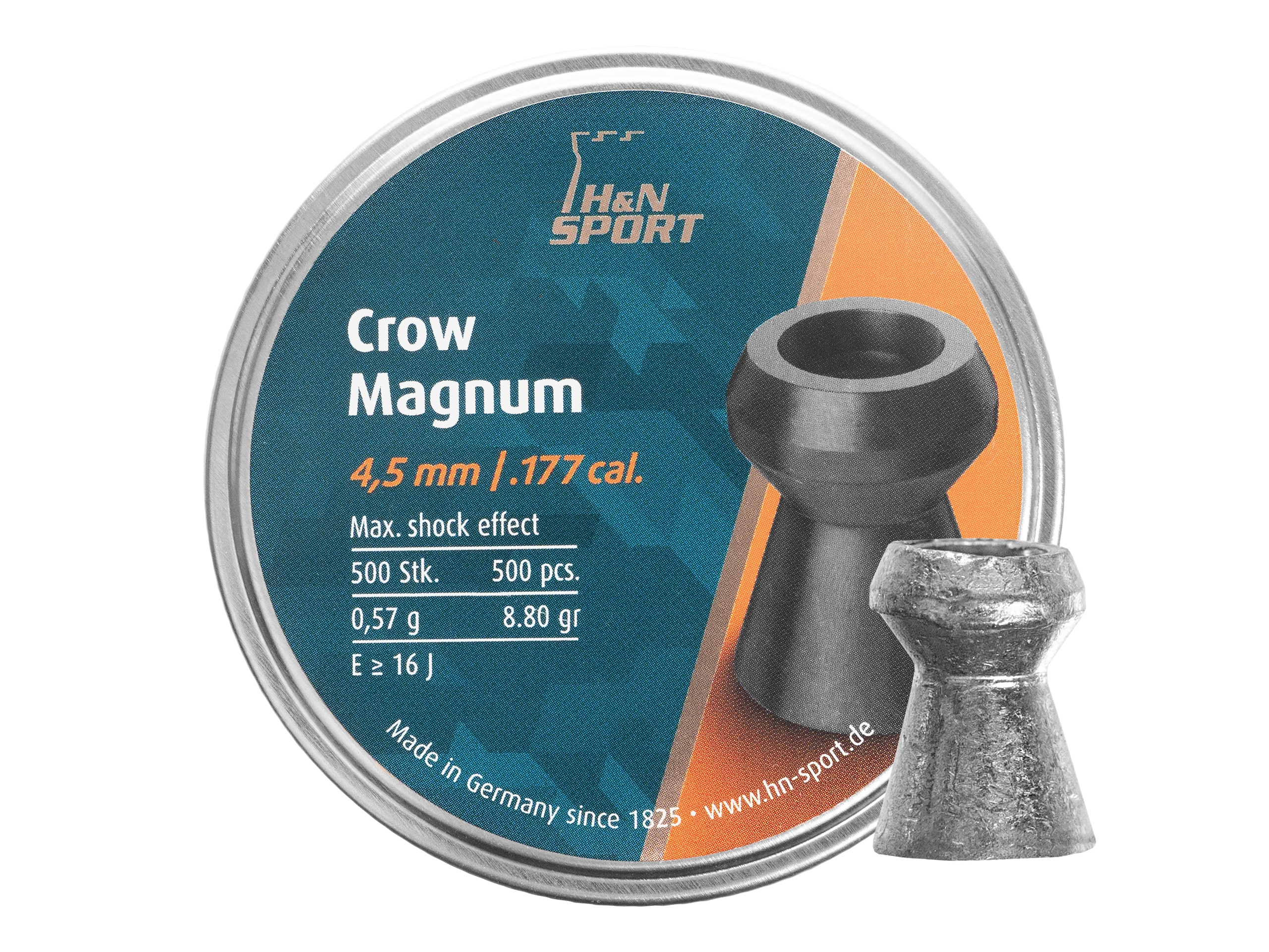 Image of Śrut 4,5 mm diabolo H&N Crow Magnum 500 szt. z otworem (92224500005)