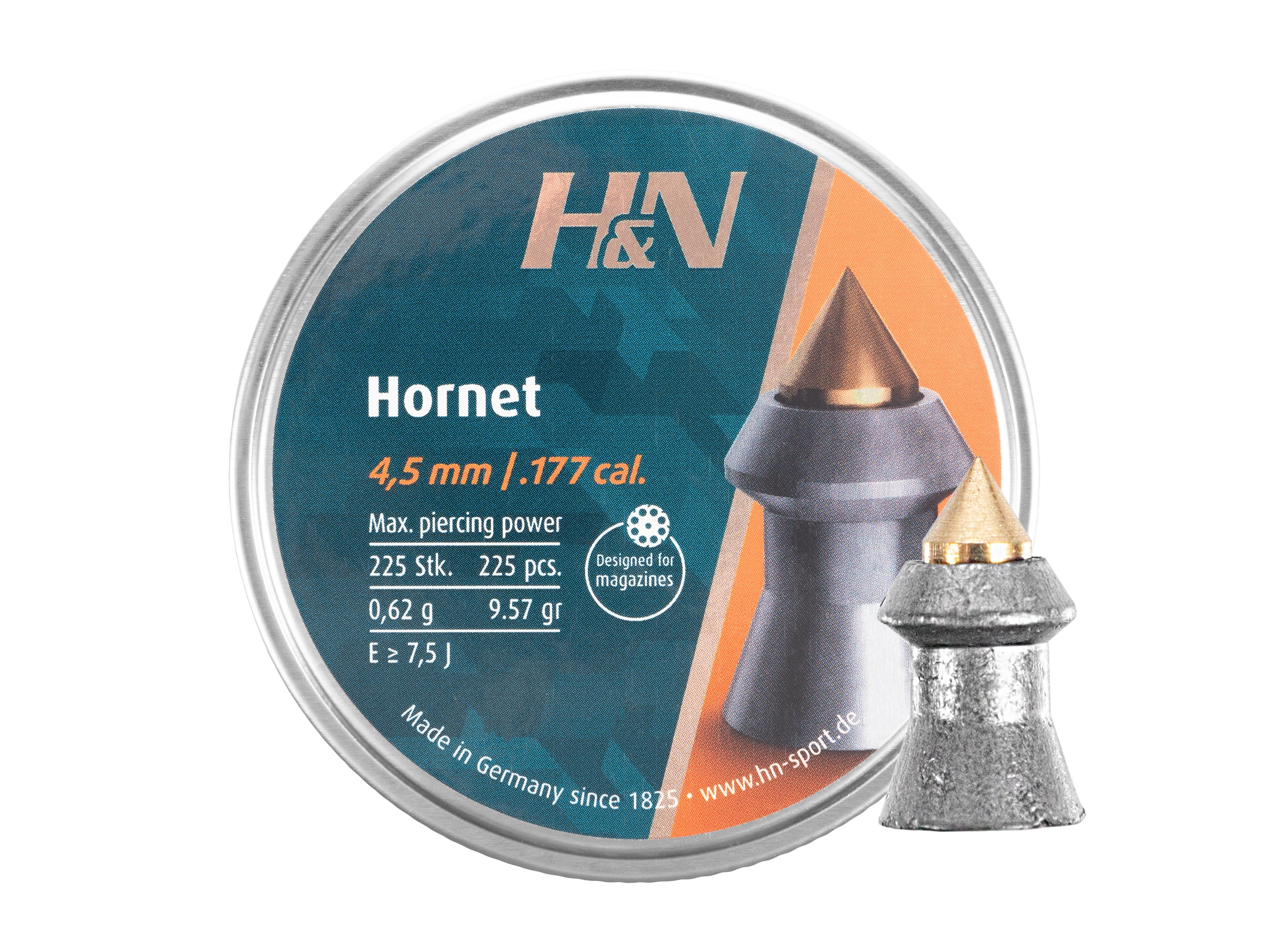 Image of Śrut 4,5 mm diabolo H&N Hornet 225 szt. szpiczasty (92424500003)