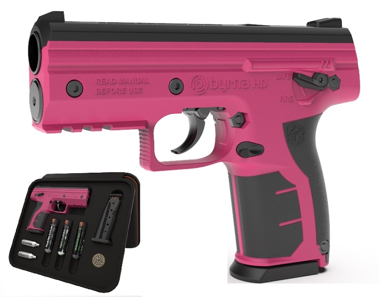 Image of Pistolet na kule gumowe i pieprzowe BYRNA HD PINK-róż kal.68 CO2 8g zestaw (BK68300-PNK)