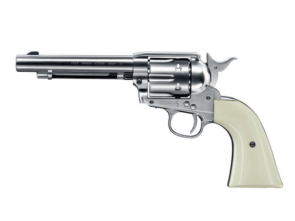 Image of Rewolwer wiatrówka COLT Peacemaker SAA nikiel 4,5 mm BB 6-strzał. CO2 (5.8309)