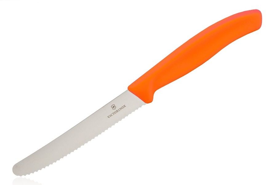 Image of Nóż kuchenny Victorinox SwissClassic Pikutek - do warzyw, wędlin i owoców (6.7836.L119) - pomarańczowy