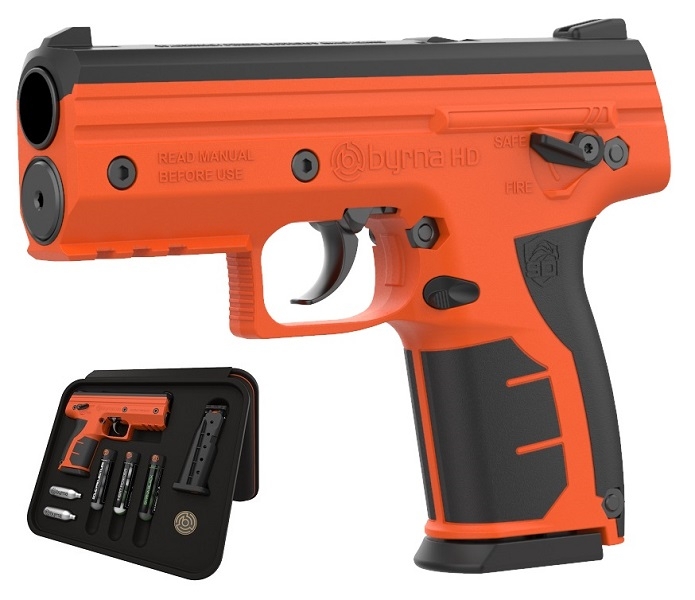 Image of pistolet na kule gumowe i pieprzowe byrna hd orange-pomarańcz kal.68 co2 8g zestaw (bk68300-orn)