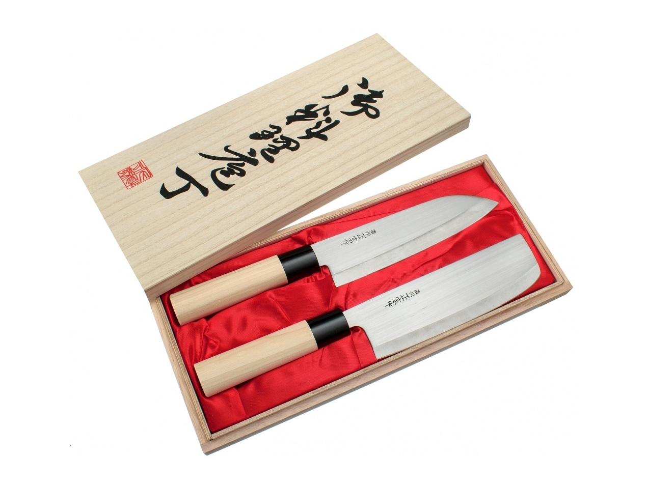 Image of Zestaw 2 noży Satake Megumi Classic Santoku / Classic Nakiri (H8161W / HG8161)