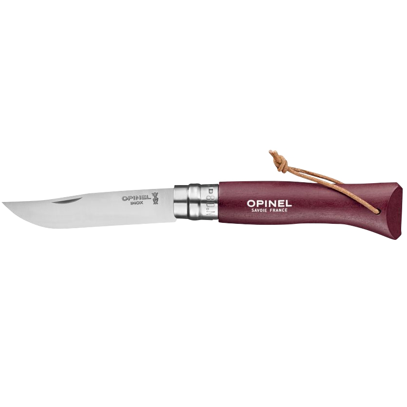 Image of Nóż Opinel Colorama 08 inox grab bordowy z rzemieniem (002213)