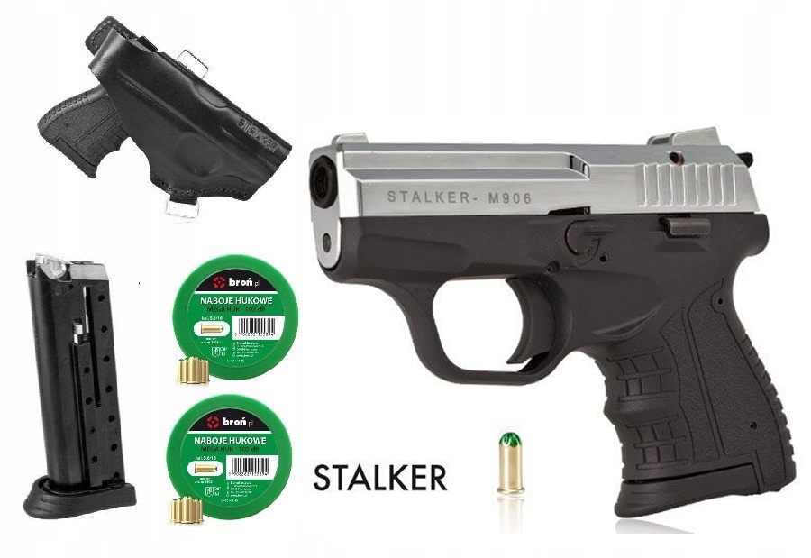 Image of zestaw pistolet stalker m906 chrom błysk kabura naboje magazynek