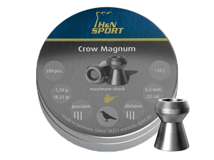 Image of Śrut 5,5 mm diabolo H&N Crow Magnum 200 szt. z otworem (92225500003)