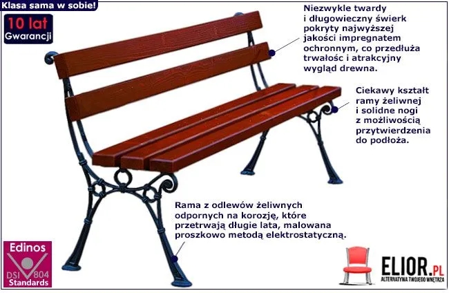 Ławka ogrodowa Venezia 3X 150cm - 7 kolorów  Orzech