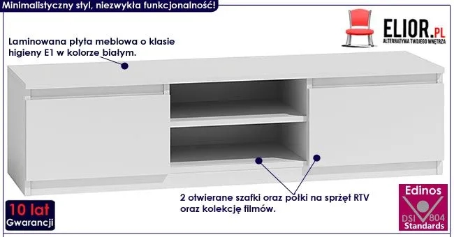 Szafka RTV Verta 3X 140 cm - biała