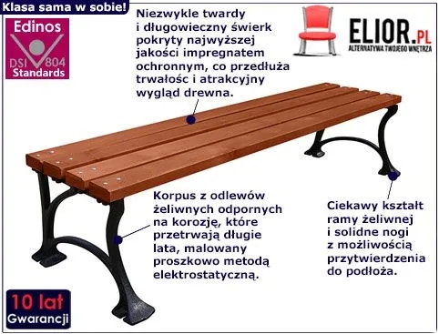 Ławka ogrodowa Adriana 4X 180cm - 7 kolorów  Palisander