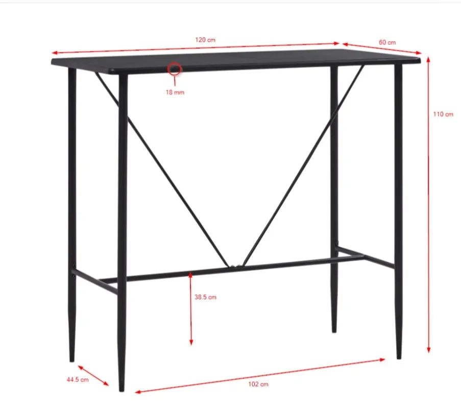 Czarny stolik barowy 60x120 – Charlen