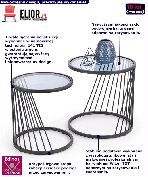 Zestaw stolików szklanych Alanta