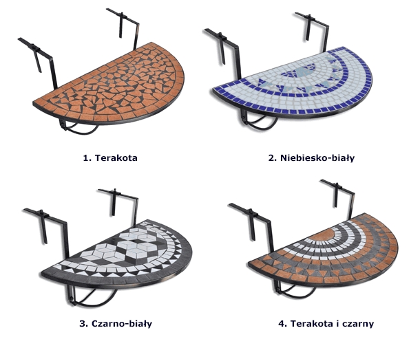 Stolik balkonowy z mozaiką w kolorze terakoty - Grenada