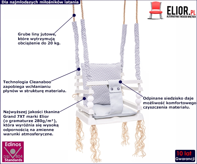 Szara huśtawka dla dziecka 3w1 - Pola 