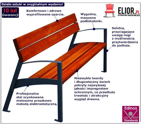 Ławka parkowa Chess 2X 180 cm - 84 kolory Biały