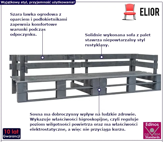 2-osbowa sofa z palet do ogrodu - Bereno