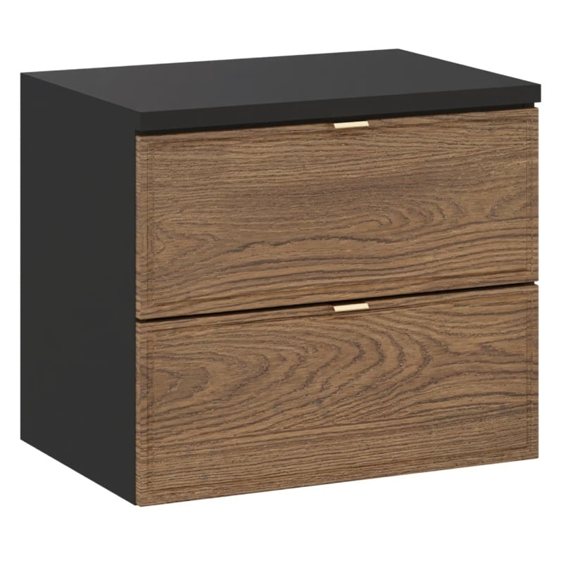 Image of Szafka pod umywalkę z blatem Talia 60 cm, czarny mat/dąb casella