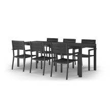 Image of Zestaw ogrodowy Rillo stół 150 cm + 6 krzeseł, aluminiowy, czarny, polywood