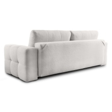 Sofa rozkładana Lopez z pojemnikiem, biała, boucle