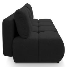 Image of Sofa z funkcją spania i pojemnikiem Milo, czarna, boucle, obłe kształty