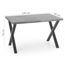 Image of drewniany stół na krzyżakach apex 140x85 cm lite drewno dębowe/stal