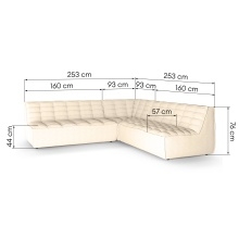 Narożnik modułowy do salonu Luis, 5-osobowy, uniwersalny, beżowy, welur