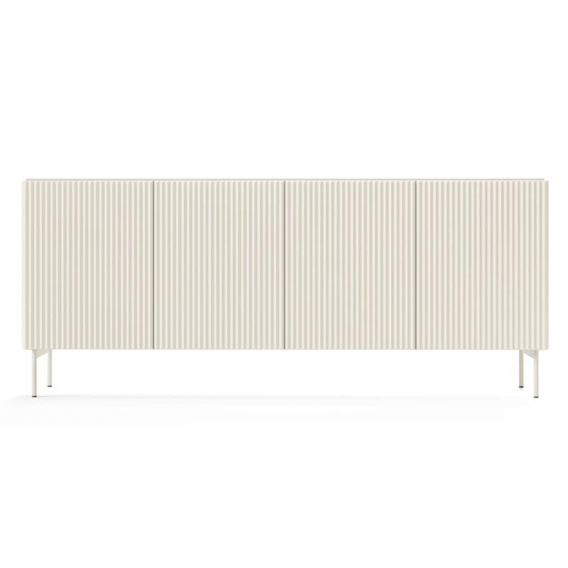 Komoda czterodrzwiowa Muti 195,2 cm, kaszmirowa, ryflowana